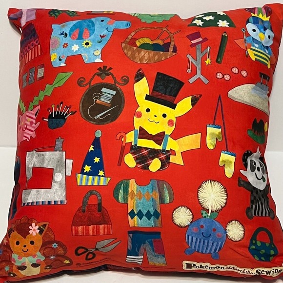 NEW 2015 Pokemon Center Chiku Chiku Sewing Plaid Throw Pillow Square Cushion - Picture 1 of 8